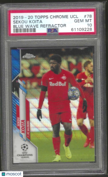 2019 Topps Chrome UEFA Champions League Sekou Koita #78 Blue Wave Refractor PSA 10