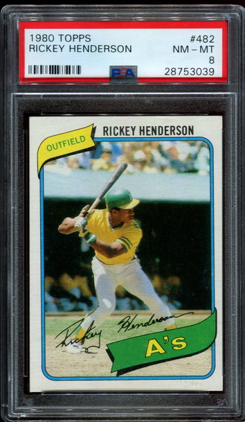 1980 Topps #482 Rickey Henderson PSA 8 ROOKIE