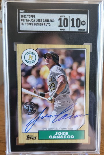 2022 Topps Jose Canseco Auto Graded SGC 10 Auto 10
