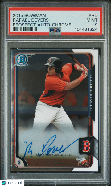 2015 Bowman Prospect Autograph Rafael Devers #RD Chrome PSA 9