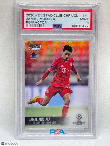 2020 Stadium Club Chrome UEFA Champions League Jamal Musiala #41 Refractor PSA 9