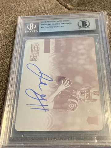 2016 Panini Contenders Jared Goff Rookie Auto Magenta Printing Plate #1/1