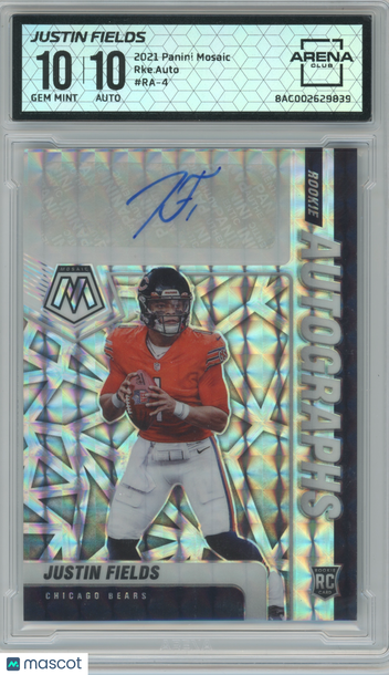 2021 Panini Mosaic Rookie Autographs Justin Fields #RA-4 Arena Club 10 Auto 10