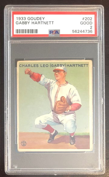 1933 Goudey #202 Gabby Hartnett PSA 2