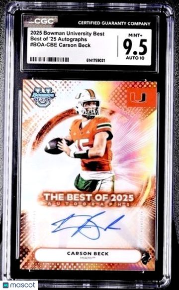 2025 Bowman Carson Beck #BOA-CBE [Base] Rookie Insert 9.5