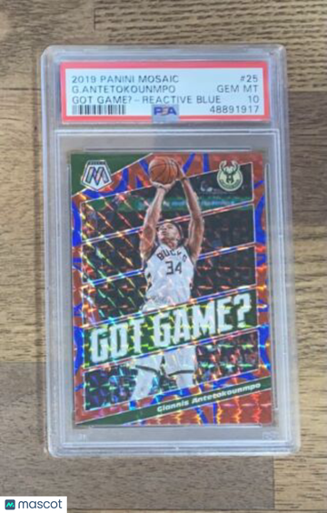 Giannis Antetokounmpo 2019 Mosaic Got Game? Reactive Blue Prizm /99  #25 PSA 10