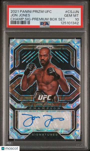 2021 Panini Prizm UFC Champion Signatures Jon Jones #CSJJN Champ. SIG Premium Box Set PSA 10