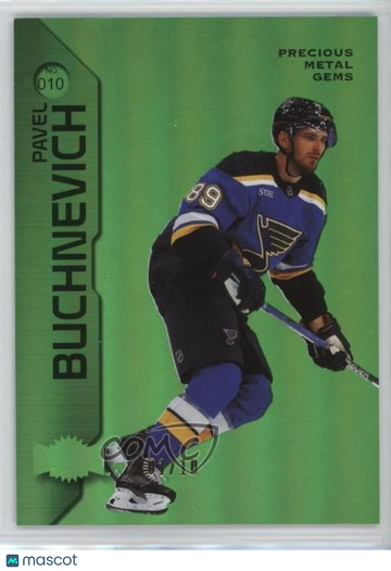 2023-24 Skybox Metal Universe Pavel Buchnevich #010 Precious Metal Gems Green 01/10 Parallel/Variety Base Set