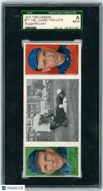 1912 T202 Hassan Cigarettes Hal Chase Too Late #71 Suggs Mclean SGC A