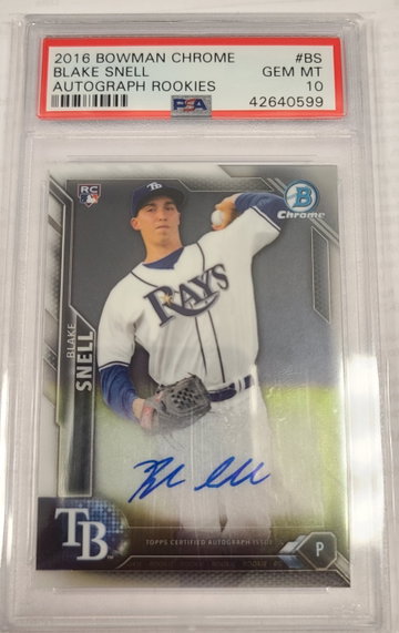 Blake Snell 2016 Bowman Chrome RC Auto PSA 10