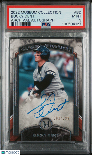 2022 Topps Museum Collection Archival Autographs Bucky Dent #BD /299 PSA 9