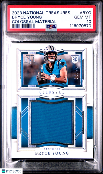 Bryce Young 2023 Panini National Treasures Colossal Materials Colassal Material Low Pop Rookie 33/49 PSA 10 #BYG