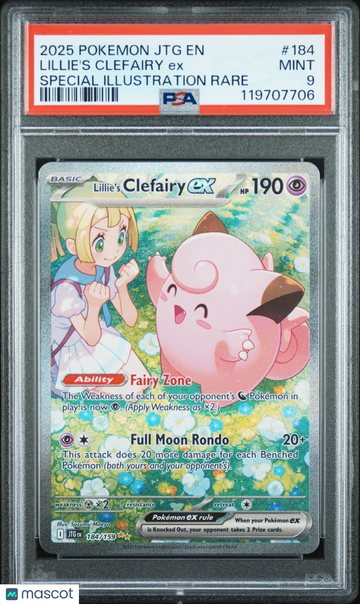 2025 Pokemon JTG EN-Journey Together Lillie's Clefairy EX Special Illustration Rare PSA 9 #184