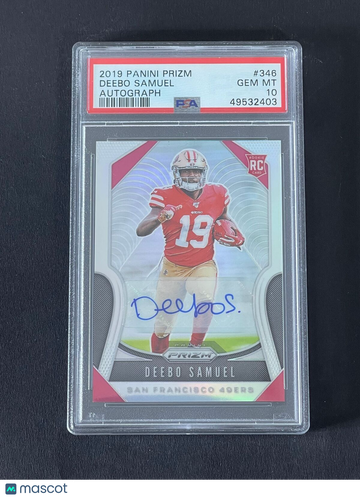2019 Panini Prizm Deebo Samuel #346 Rookie PSA 10 Auto 10