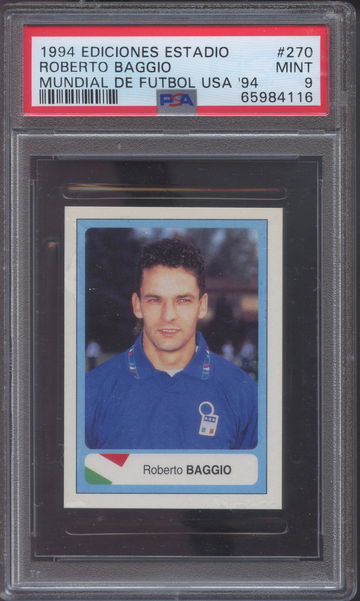 1994 Ediciones Estadio Mundial De Futbol Sticker USA World Cup Roberto Baggio PSA 9  POP 1 None Higher