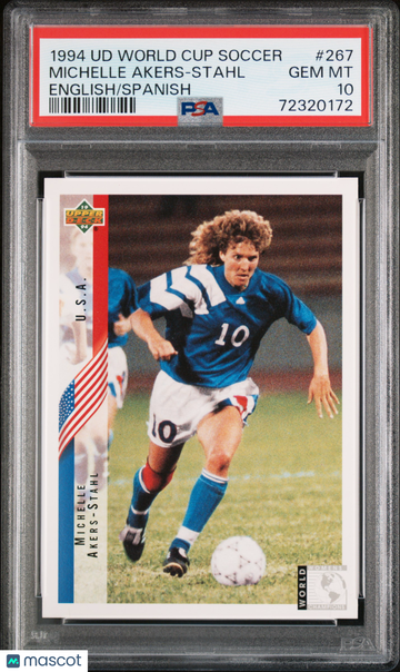 1994 Upper Deck World Cup Soccer Michelle Akers-Stahl #267 English Spanish Rookie PSA 10