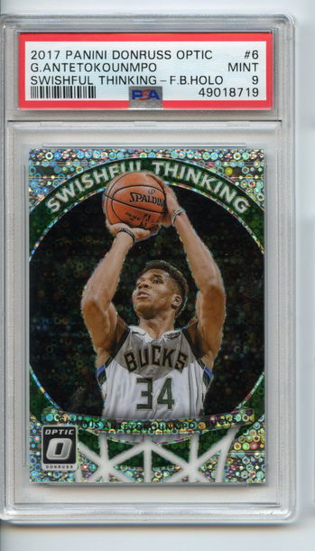 Mint Giannis Antetokounmpo Swishful Thinking PSA 9 Donruss Optic Fast Break 2017