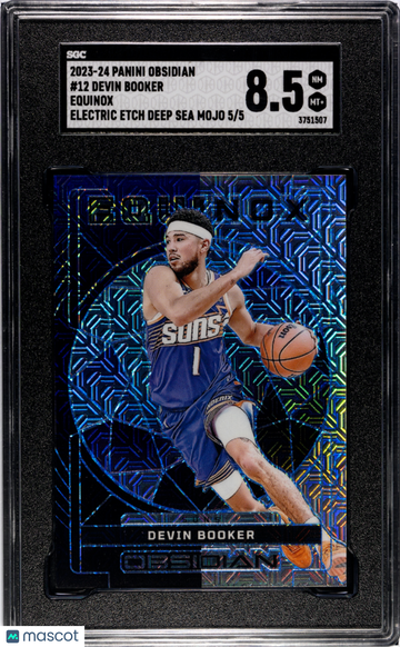 2023 Panini Obsidian Devin Booker #12 Equinox Electric Etch Deep Sea Mojo /5 SGC 8.5