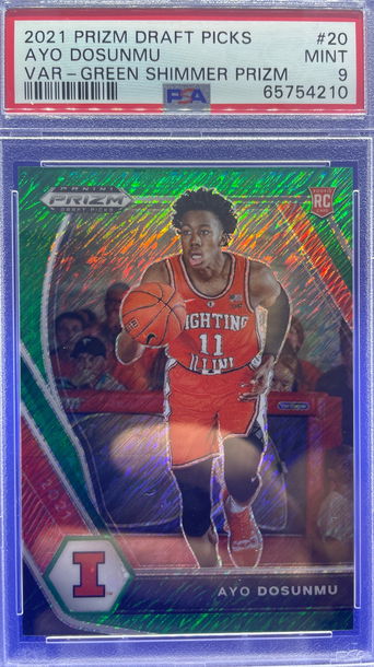 2021 Panini Prizm Draft Picks Ayo Dosunmu FOTL Green Shimmer 2/5 PSA 9 Mint SSP