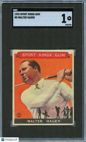 1933 Goudey Sport Kings Gum Walter Hagen #8 [Base] Base Set SGC 1