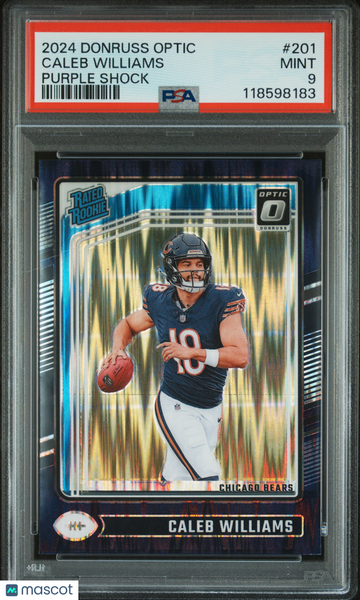 2024 Donruss Optic Rated Rookie Caleb Williams #201 Purple Shock PSA 9