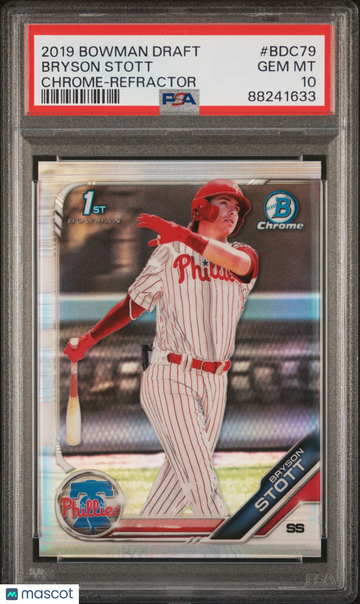 2019 Bowman Draft Bryson Stott #BDC79 Chrome Refractor PSA 10
