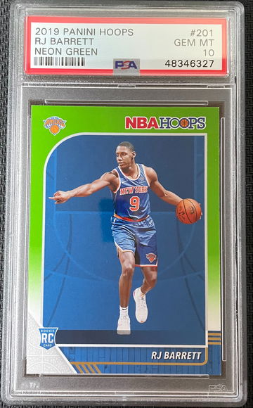 2019 RJ BARRETT RC Neon Green Hoops PSA 10