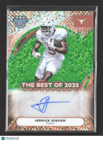2025 Bowman University Best Football Jerrick Gibson #BOA-JG Green Refractor Auto