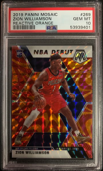 2019 Panini Mosaic Zion Williamson Reactive Orange PSA 10