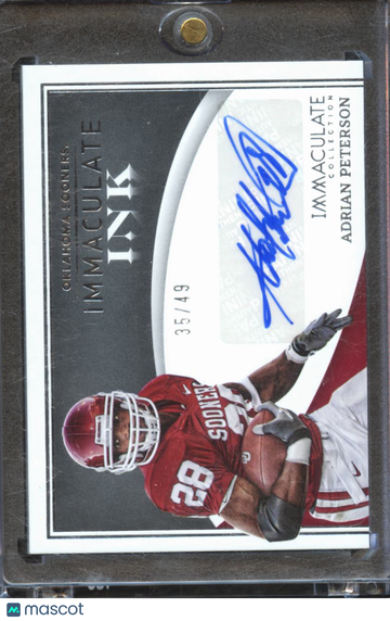 Adrian Peterson 2022 Panini Immaculate Collection Collegiate Immaculate Ink Auto /49 Oklahoma Sooners