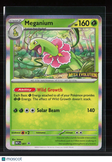 Pokémon 2025 Mega Evolution Meganium Holo Rare Trading Card #MEP EN 001