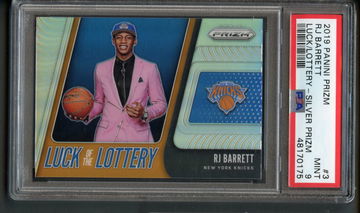 2019 SILVER HOLO PRIZM RJ BARRETT LUCK OF THE LOTTERY ROOKIE RC PSA 9 MINT SP
