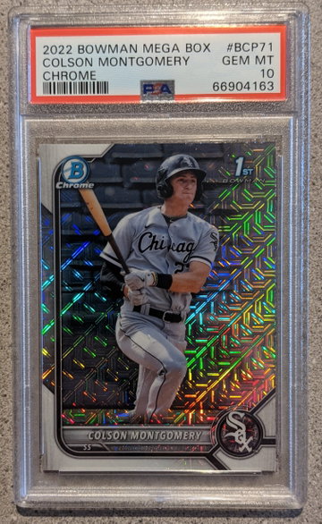 2022 Bowman Chrome Colson Montgomery Mega Box Refractor PSA 10