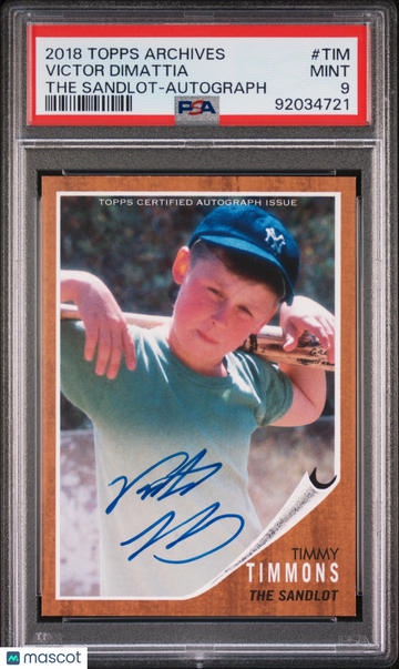 2018 Topps Archives The Sandlot Victor Dimattia #TIM Autograph PSA 9