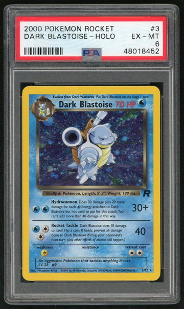 2000 Pokemon Team Rocket Holo Dark Blastoise #3 PSA 6