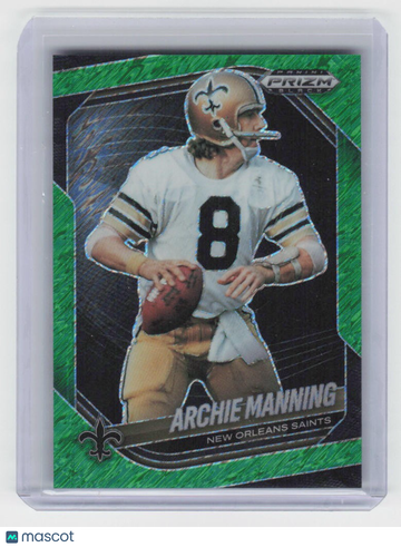 2025 Panini Prizm Black Archie Manning #97 Prizms Green Shimmer FOTL /7 FOTL SN