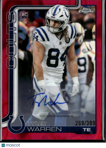 2025 Topps Chrome Tyler Warren #RA-TWA Pink /399 RC