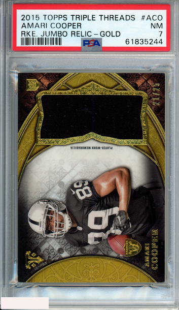 2015 TOPPS TRIPLE THREADS ROOKIE JUMBO RELIC AMARI COOPER #ACO GOLD OF 25 PSA 7