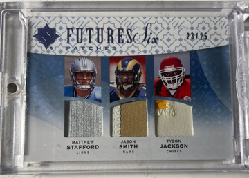 MATTHEW STAFFORD CURRY,SANCHEZ 2009 UPPER DECK ULTIMATE 6 PLAYER PATCH #23/25