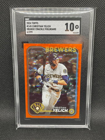 2024 Topps Series 1 - Christian Yelich #145 Orange Foil /299 SGC 10