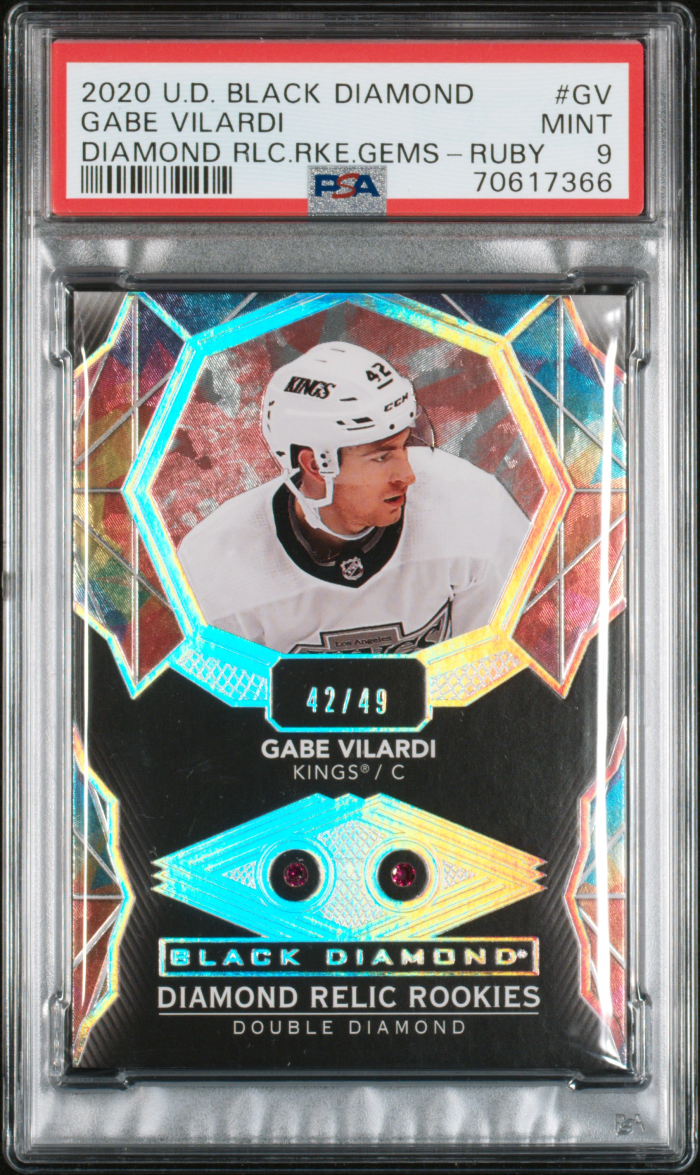 2020 Upper Deck Black Diamond Relic Rookie Gems Gabe Vilardi Jersey # 42/49