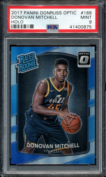2017 Panini Donruss Optic DONOVAN MITCHELL #188 Rookie HOLO Refractor PSA 9 Mint