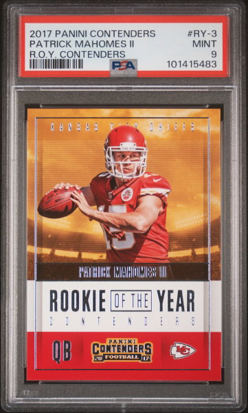 2017 Panini Contenders Rookie of the Year Contenders Patrick Mahomes II #RY3 PSA 9
