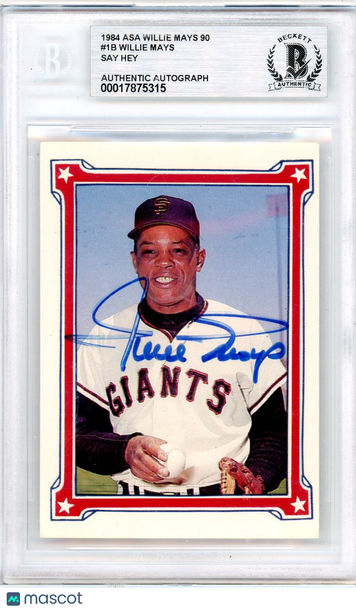 1984 ASA Willie Mays 90 Say Hey Willie Mays #1B /Say BGS Authentic BAS Auto Authentic
