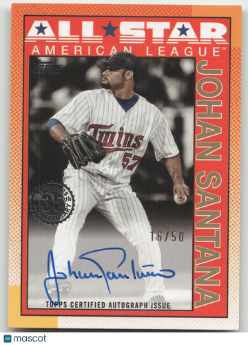 2025 Topps Baseball All-Stars Autograph Card Johan Santana #90AS-JS /50