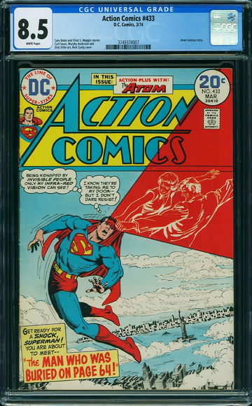 ACTION COMICS #433, CGC 8.5 VF+