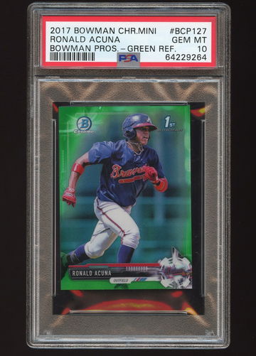 2017 Bowman Chrome Mini Green Refractor #BCP127 Ronald Acuna 17/99 RC Gem PSA 10