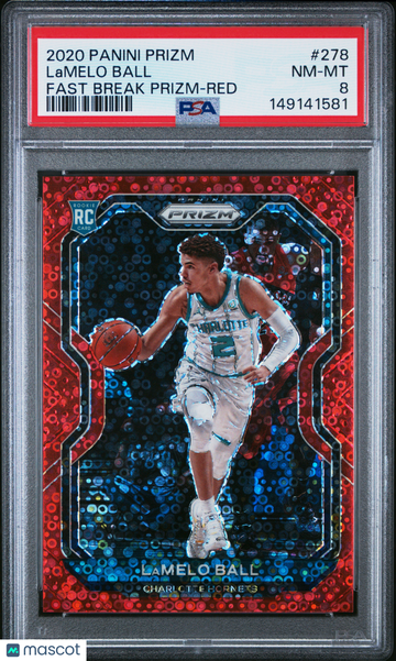 2020 Panini Prizm Basketball Lamelo Ball #278 Fast Break Red /125 RC PSA 8