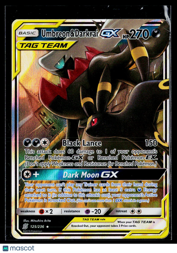 2019 Unified Minds Umbreon & Darkrai GX Holo Rare TAG TEAM #125/236