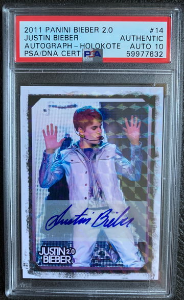 2011 Panini Bieber 2.0 Justin Bieber Holo Auto PSA 10 Auto